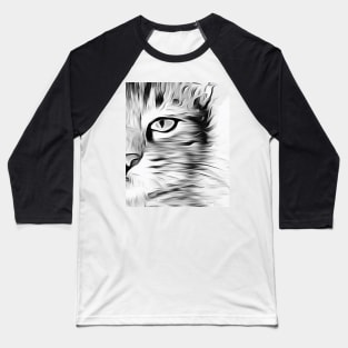 Cat half face drawing design left side Baseball T-Shirt